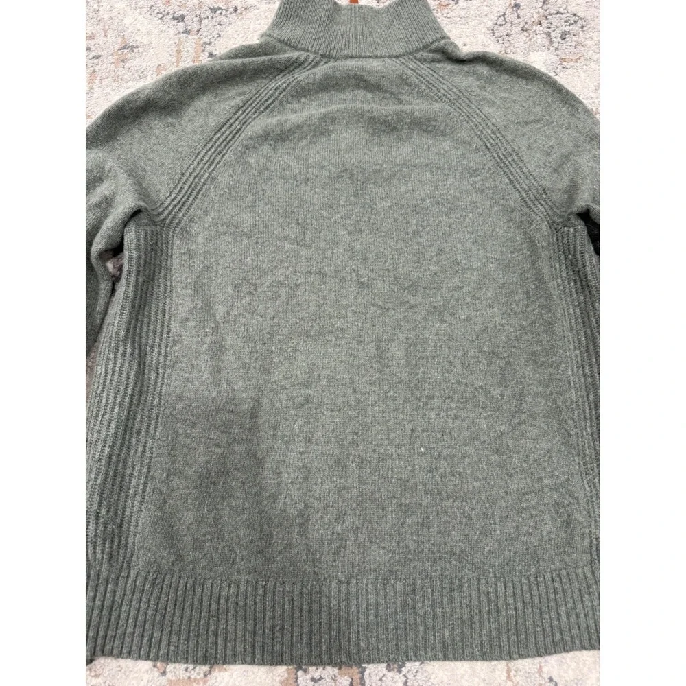 Banana Republic Mens Italian Yarn Wool Quarter Zip Sweater Olive Green M